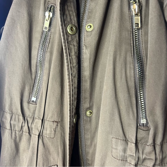 Garage cargo coat brown with gold hardware button up waist cinch jacket π§₯ - Picture 4 of 7